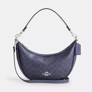 *NWT* COACH Aria Shoulder Bag, Color - Metallic Navy/Signature Canvas